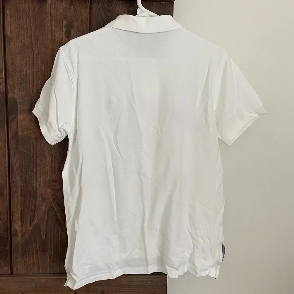 Polo Ralph Lauren Shirt Mens Large White Polo Yacht Club 1st Class Embroidered*